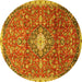 Round Medallion Yellow Traditional Rug, tr2995yw