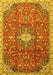 Machine Washable Medallion Yellow Traditional Rug, wshtr2995yw