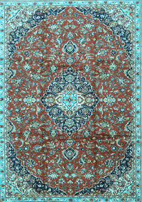 Medallion Light Blue Traditional Rug, tr2995lblu