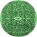 Round Medallion Emerald Green Traditional Rug, tr2995emgrn