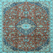 Square Medallion Light Blue Traditional Rug, tr2995lblu