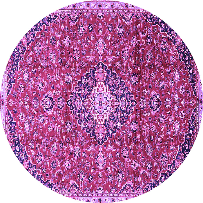 Round Medallion Purple Traditional Rug, tr2995pur