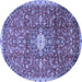 Round Medallion Blue Traditional Rug, tr2995blu