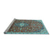 Sideview of Machine Washable Medallion Light Blue Traditional Rug, wshtr2995lblu