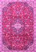 Machine Washable Medallion Pink Traditional Rug, wshtr2995pnk