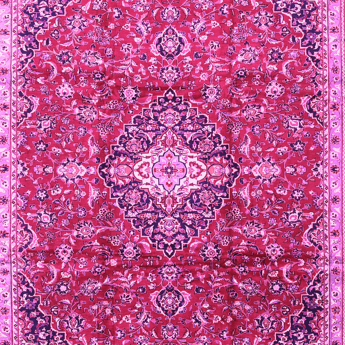 Machine Washable Medallion Pink Traditional Rug, wshtr2995pnk