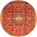 Machine Washable Medallion Orange Traditional Area Rugs, wshtr2995org