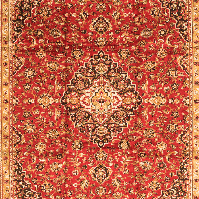 Serging Thickness of Machine Washable Medallion Orange Traditional Area Rugs, wshtr2995org