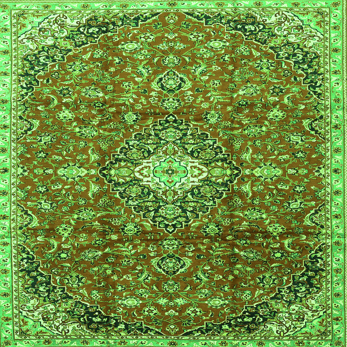 Serging Thickness of Medallion Green Traditional Rug, tr2995grn