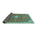 Sideview of Medallion Turquoise Traditional Rug, tr2995turq