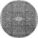 Machine Washable Medallion Gray Traditional Rug, wshtr2995gry