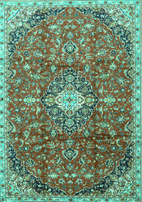 Medallion Turquoise Traditional Rug, tr2995turq