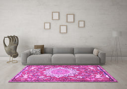Machine Washable Animal Purple Traditional Area Rugs in a Living Room, wshtr2996pur