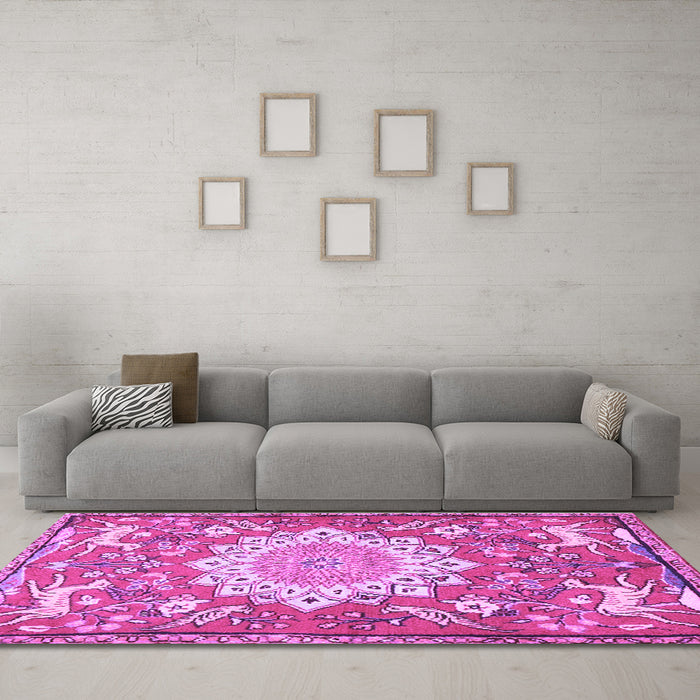 Machine Washable Animal Purple Traditional Area Rugs in a Living Room, wshtr2996pur