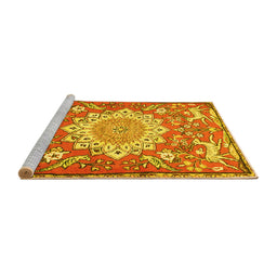 Sideview of Machine Washable Animal Yellow Traditional Rug, wshtr2996yw