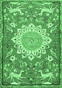 Animal Emerald Green Traditional Rug, tr2996emgrn