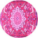 Round Animal Pink Traditional Rug, tr2996pnk