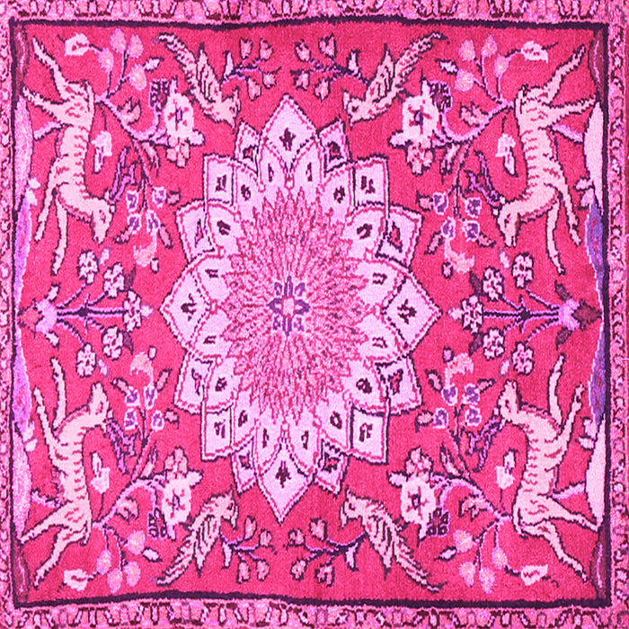 Square Machine Washable Animal Pink Traditional Rug, wshtr2996pnk