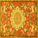 Square Animal Yellow Traditional Rug, tr2996yw