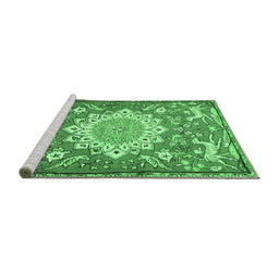 Sideview of Machine Washable Animal Emerald Green Traditional Area Rugs, wshtr2996emgrn