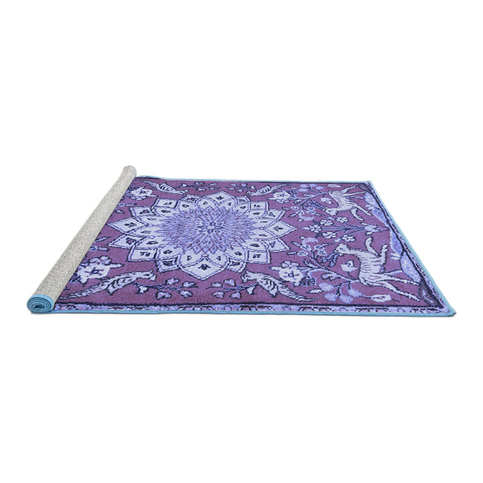 Sideview of Machine Washable Animal Blue Traditional Rug, wshtr2996blu