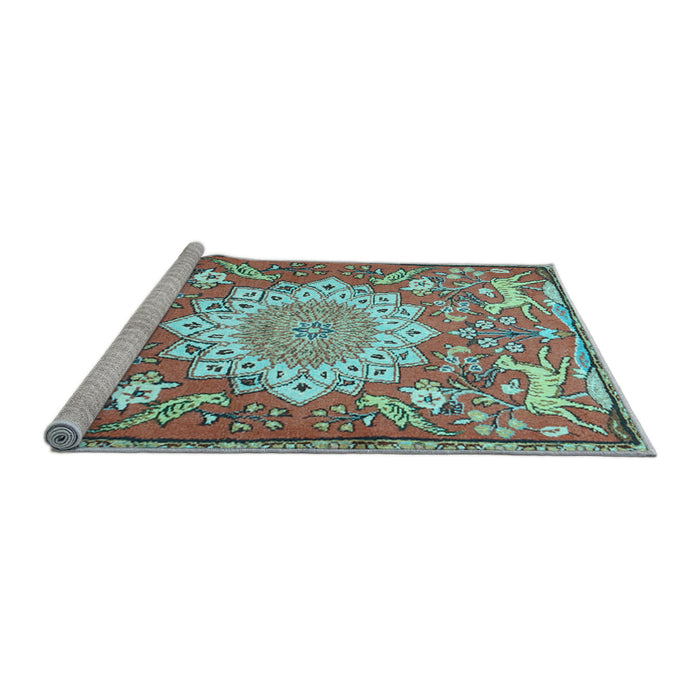 Sideview of Machine Washable Animal Light Blue Traditional Rug, wshtr2996lblu
