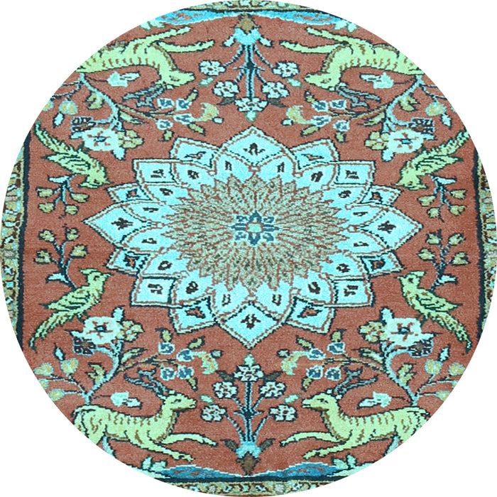 Round Machine Washable Animal Light Blue Traditional Rug, wshtr2996lblu