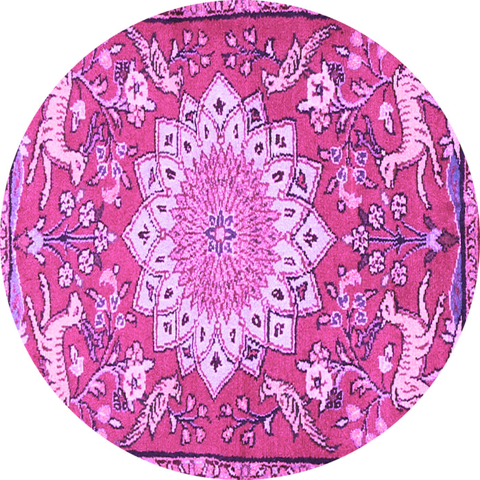 Round Machine Washable Animal Purple Traditional Area Rugs, wshtr2996pur