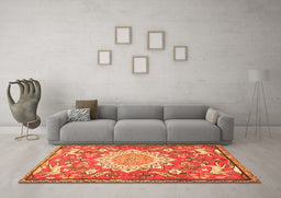 Machine Washable Animal Orange Traditional Area Rugs in a Living Room, wshtr2996org