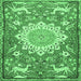 Square Animal Emerald Green Traditional Rug, tr2996emgrn