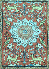 Animal Light Blue Traditional Rug, tr2996lblu