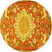 Round Animal Yellow Traditional Rug, tr2996yw