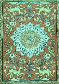 Animal Turquoise Traditional Rug, tr2996turq