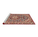 Sideview of Machine Washable Traditional Fire Brick Red Rug, wshtr2997