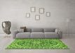 Machine Washable Medallion Green Traditional Area Rugs in a Living Room,, wshtr2997grn