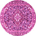 Round Medallion Pink Traditional Rug, tr2997pnk