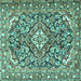 Square Medallion Turquoise Traditional Rug, tr2997turq