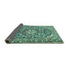 Sideview of Medallion Turquoise Traditional Rug, tr2997turq