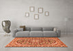 Machine Washable Medallion Orange Traditional Area Rugs in a Living Room, wshtr2997org