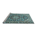 Sideview of Machine Washable Medallion Light Blue Traditional Rug, wshtr2997lblu