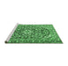 Sideview of Machine Washable Medallion Emerald Green Traditional Area Rugs, wshtr2997emgrn