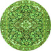 Machine Washable Medallion Green Traditional Area Rugs, wshtr2997grn