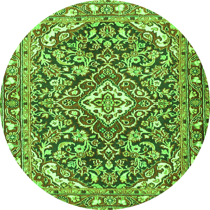 Square Medallion Green Traditional Rug, tr2997grn