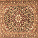 Square Machine Washable Medallion Brown Traditional Rug, wshtr2997brn