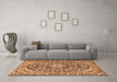 Machine Washable Medallion Brown Traditional Rug in a Living Room,, wshtr2997brn