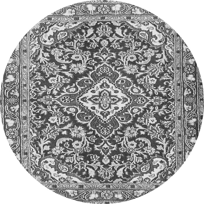 Machine Washable Medallion Gray Traditional Rug, wshtr2997gry