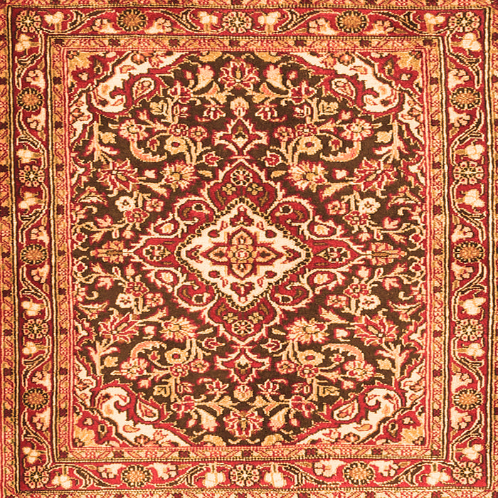Serging Thickness of Medallion Orange Traditional Rug, tr2997org