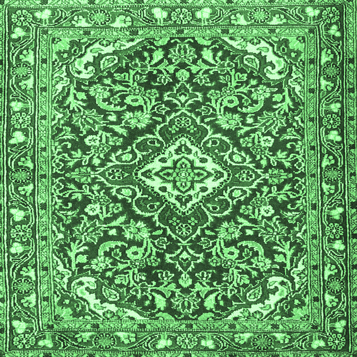 Square Machine Washable Medallion Emerald Green Traditional Area Rugs, wshtr2997emgrn