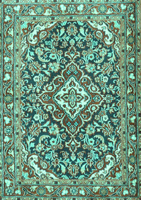 Medallion Turquoise Traditional Rug, tr2997turq