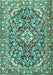 Medallion Turquoise Traditional Rug, tr2997turq